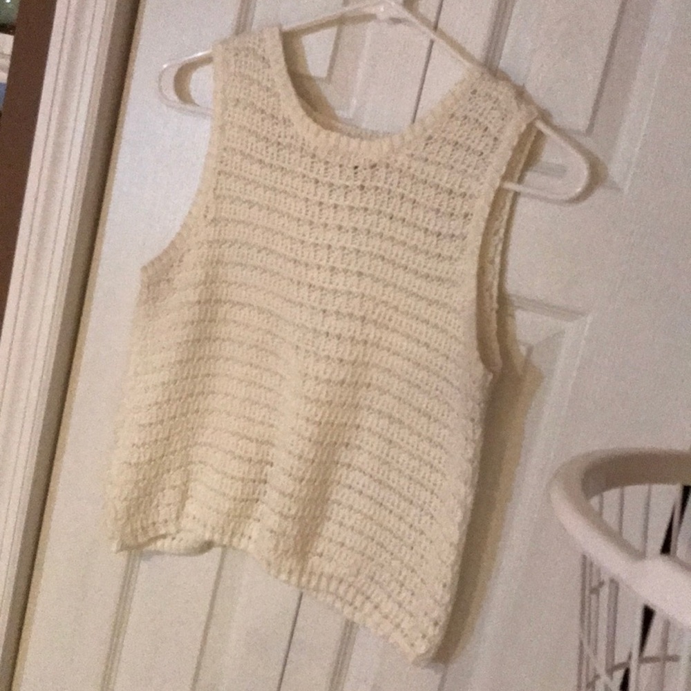 cream cropped knit tank w/ draped back